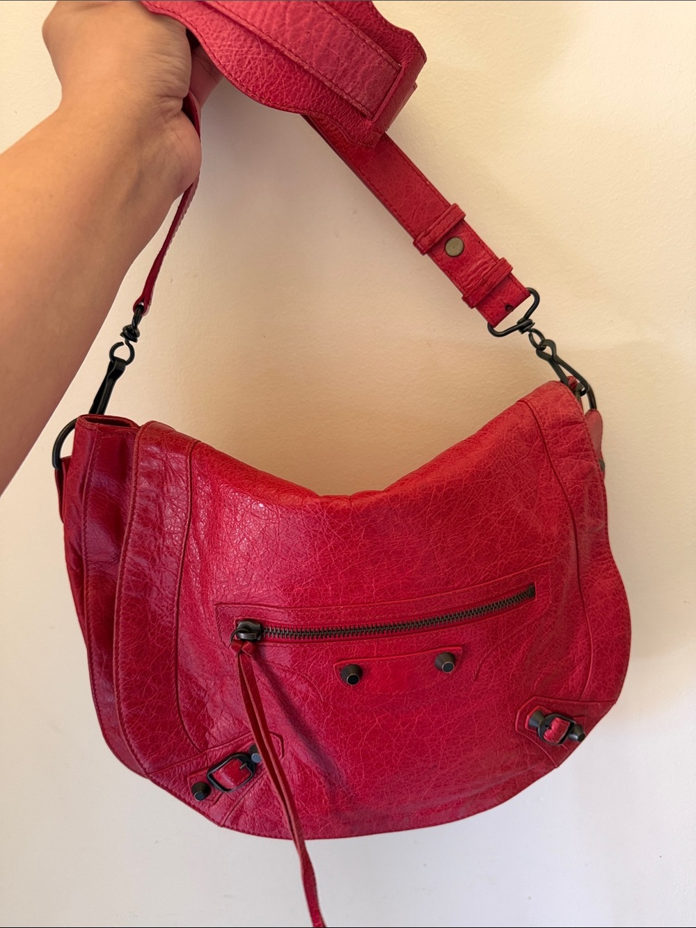 Balenciaga Red folk messenger bag